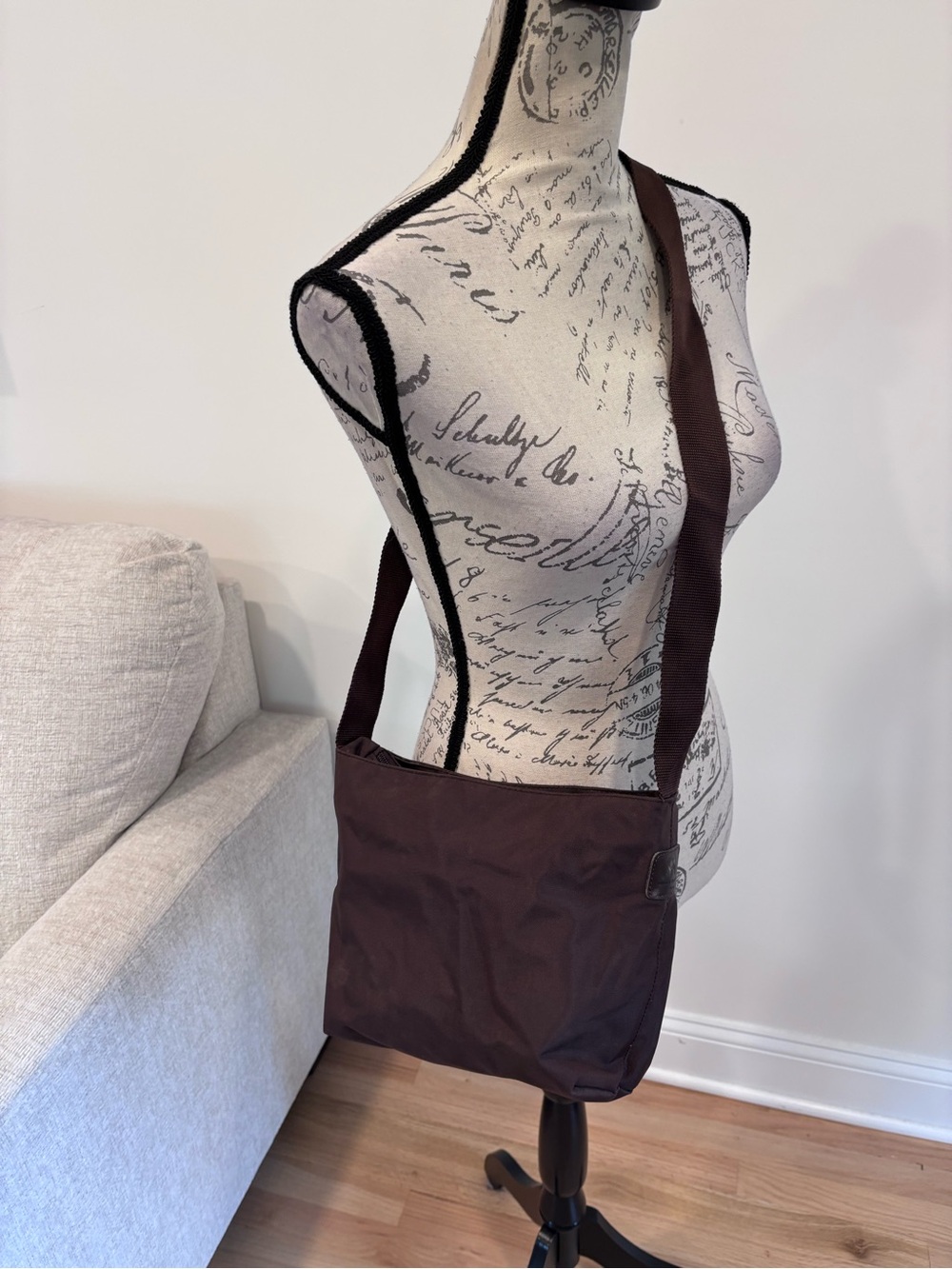 vintage Hervé Chapelier brown nylon crossbody bag